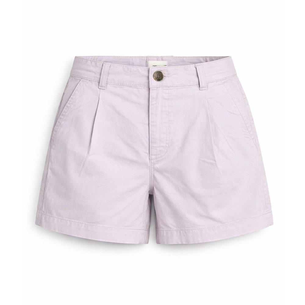 A New Day Lavender Purple Pleated Chino Short Womens 14 High Rise Stretch Cotton